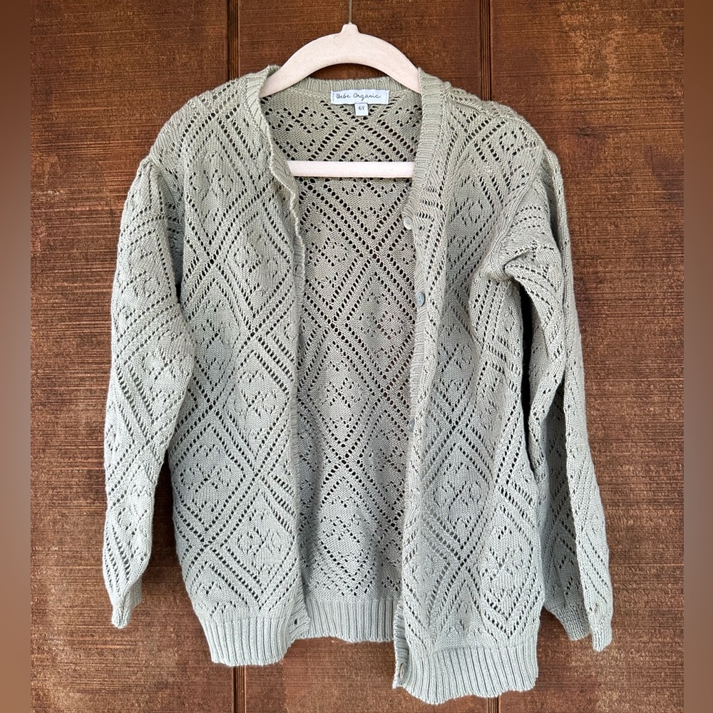 Bebe organic openwork knit cardigan